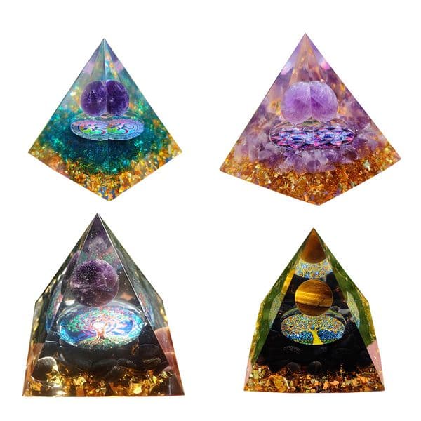 Handmade Orgonite Pyramid Crystal Stone Orgone Energy Healing Stone Resin Gift for Children Holiday Partyafts