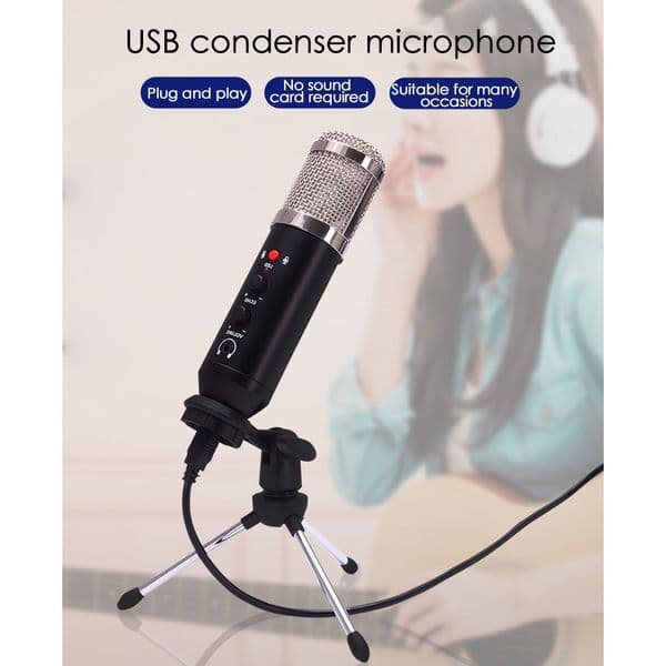 USB Microphone PC Microphone Cardioid Pickup Tape Adjustable Tripod For Recording Streaming Podcasting Games