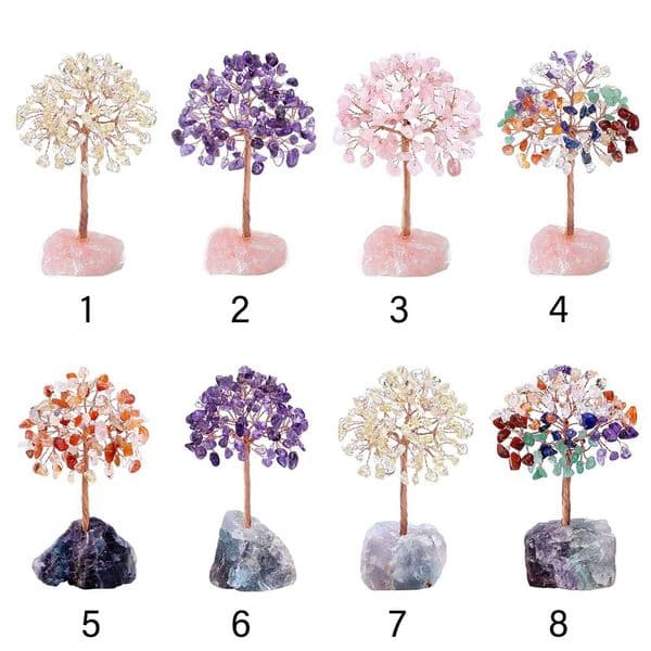 Gemstone Stone Crafts Copper Wire Wrapped Potted Plants Crystal Money Tree Feng Shui Trees Reiki Chakra