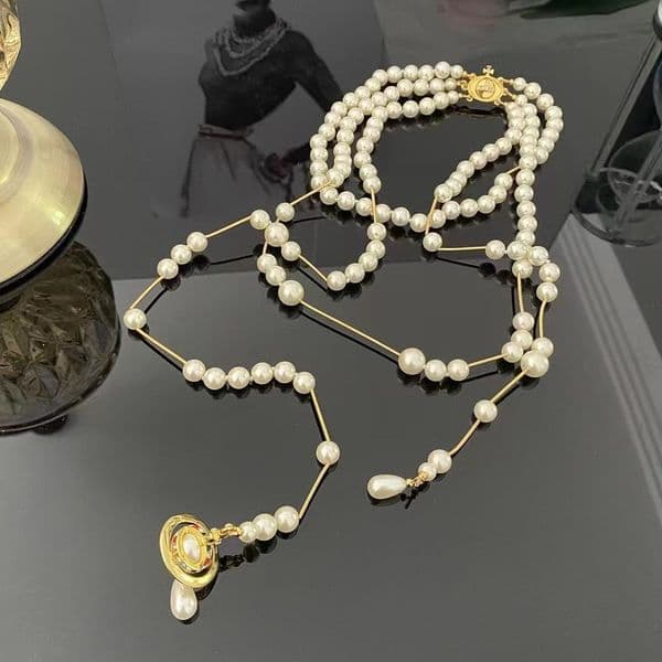 Designer Empress Dowager Broken Pearl Asymmetric Three-dimensional Saturn Long Necklace the Same As Nana Stars