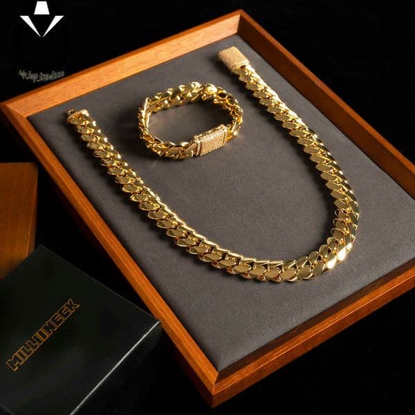 Necklace Miami Cuban Chain 18k Gold Custom Gold Cuban Link Chain 24k Gold Cuban Miami Chain 20mm