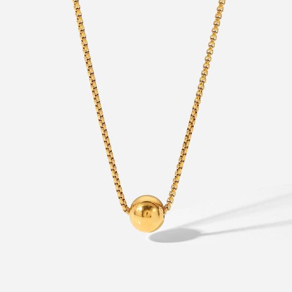INS Minimalist Style Ball Pendant Box Chain Pull-out 18K Gold Stainless Steel Necklace for Women Personalized Jewelry