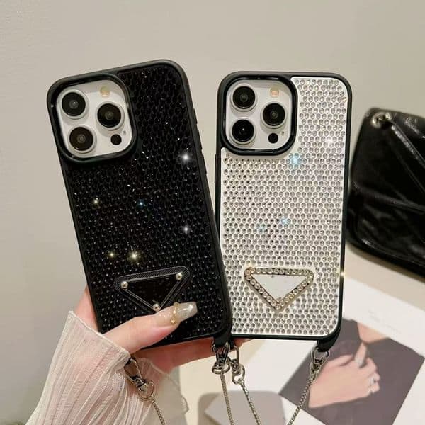 Necklace Luxury Glitter Phone Cases For Iphone 16 Pro Max i 15 14 12 14promax 13 14Pro Designer Bling Sparkling Rhinestone Diamond Jewelled 3D Crystal Women Back Cover