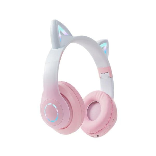 New Headworn Cat Ear Glow Kids Wireless Bluetooth Headphones with Built-in Mic Children's Gift Earphones