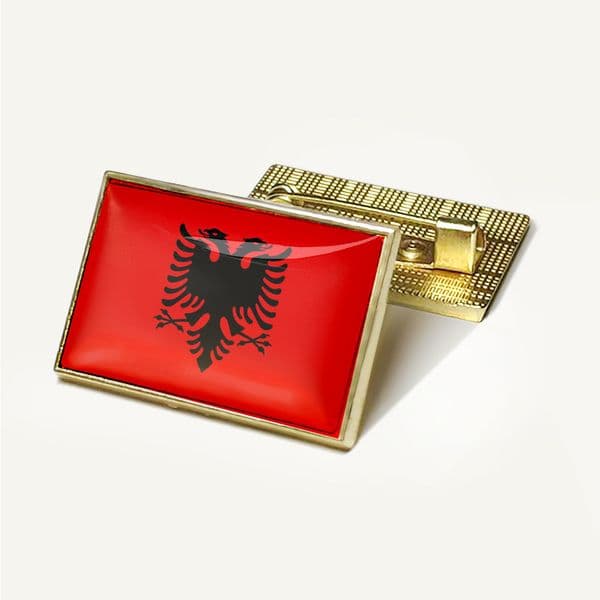 Pin Albanian Flag Rectangular Badge Brooch Crystal Drip Glue National Flag Laple Pins