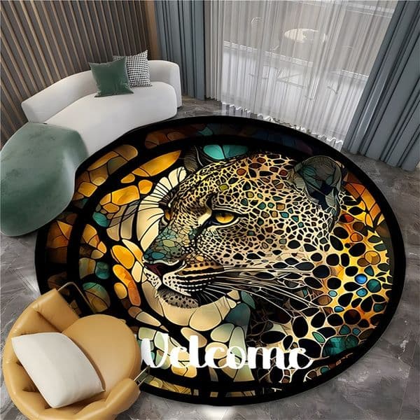 120CM Round Area Rug Rose Pattern Elegant Floral Non Slip Carpet for Living Room or Bedroom