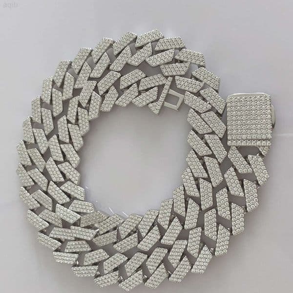 Popular Design Custom Necklace Vvs Moissanite Diamond Necklace White Gold Plated Cuban Link Chain Necklace for Men and Wome