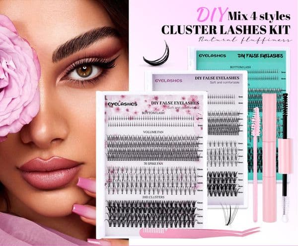DIY Segmented Eyelashes Combinations 404 Pcs Mink Cluster Lashes Kit Soft Light Individual Eyelashes Curly Handmade Reusable Grafted Lashes