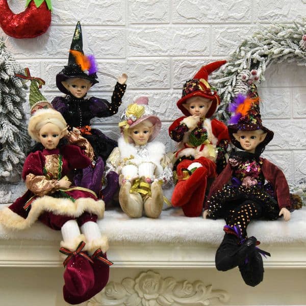 Sitting Party Holiday Gift Elf With Hat Christmas Decoration Doll Bendable Navidad Home Decor