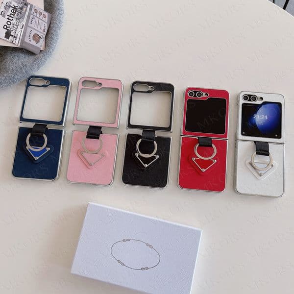 Luxury Leather Cross Phone Case For Samsung Galaxy Z Flip 7 6 5 4 3 5G Plating TPU Frame Back Shell Smartphone Shockproof Protective Cover Classic Designer Flip7 Flip6