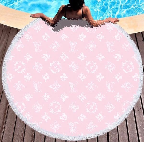 Luxury Direct Fashion Brand round Printed Beach Towel Microfiber with Tassel Feel Soft