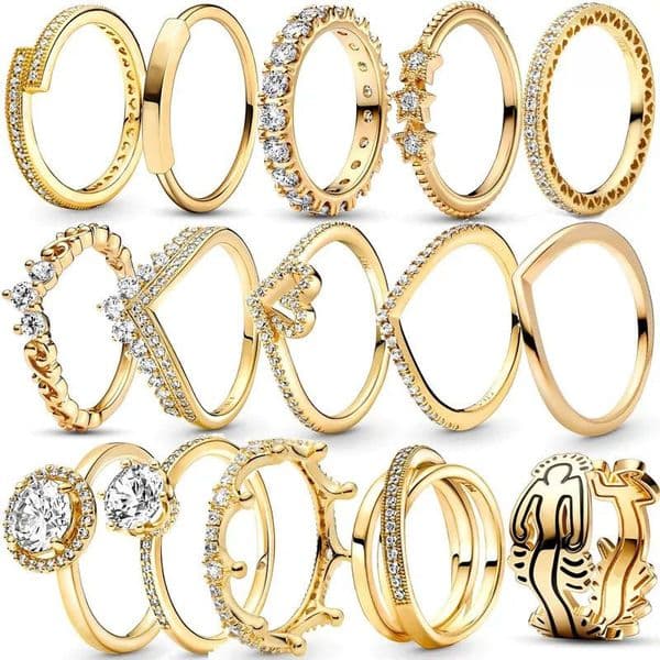 Popular 925 Sterling Silver Golden Fashion Classic Ring Is Suitable for Ladies Designer Jewelry Accessories Free Wholesale Delivery 123