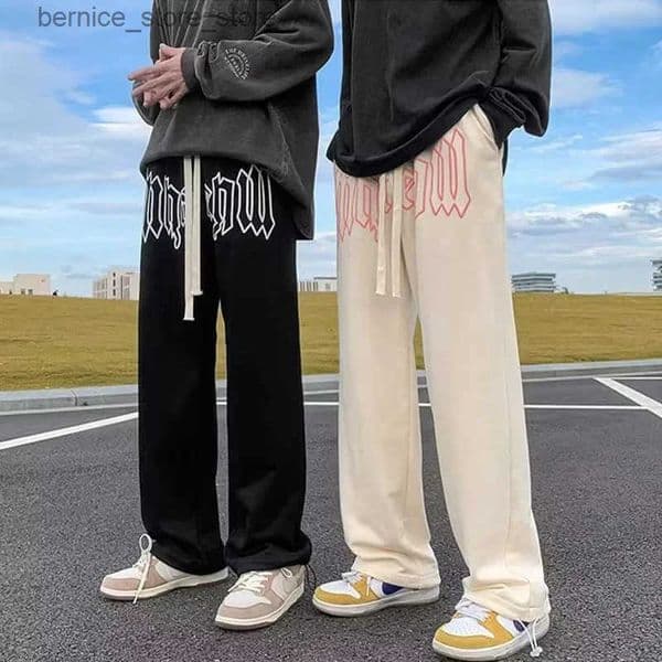 Men's Pants American style letter printed mens straight pants loose streetwear casual runners hip-hop sweatpants Q241123