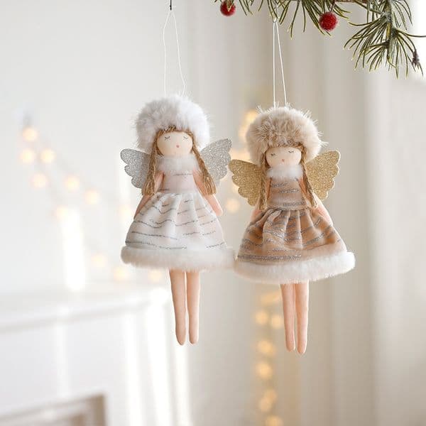 Christmas Tree Hanging Plush Angel Doll Ornaments Holiday Party Home Decorations