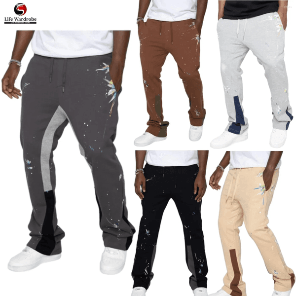 Mens Pants Flared Sweatpants Men Stacked Sweat High Quality Trousers Joggers Cargo
