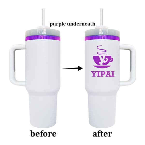 USA warehouse custom laser black white H2.0 40oz powder coated purple plated tumbler Stainless Steel Water bottle cups mugs with Removable Handle