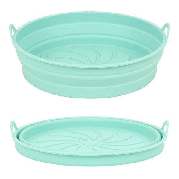 Foldable Reusable Air Fryer Silicone Liners Pot Basket Bowl Pan Folding Oven Tray Food Safe Non Stick Baking Tray W0003