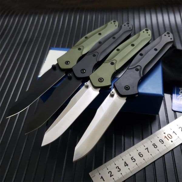 4Models 940/940-1 Folding Knife 3.4" S30V Satin Plain Blade Green Aluminum Handles Rescue Utility BM42 EDC Tools