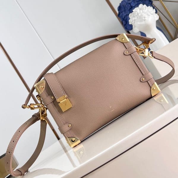 9A Designer Bag Suede Cowhide Leather Body with Smooth Leather Trim - Women's Handbag with Lock Clasp and Metal Reinforced Corners for a Touch of Glamour