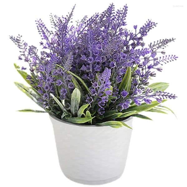 Decorative Flowers Artificial Potted Lavender Flower Mini Fake Faux Plants Bonsai Decor Plastic Centerpiece Home Office Wedding