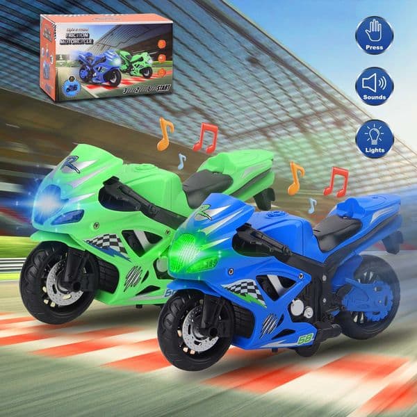 Electric Friction Motorcycle Model with Sound and Light - Simulated Father Son Competition Game - Childrens Birthday Gift W241126