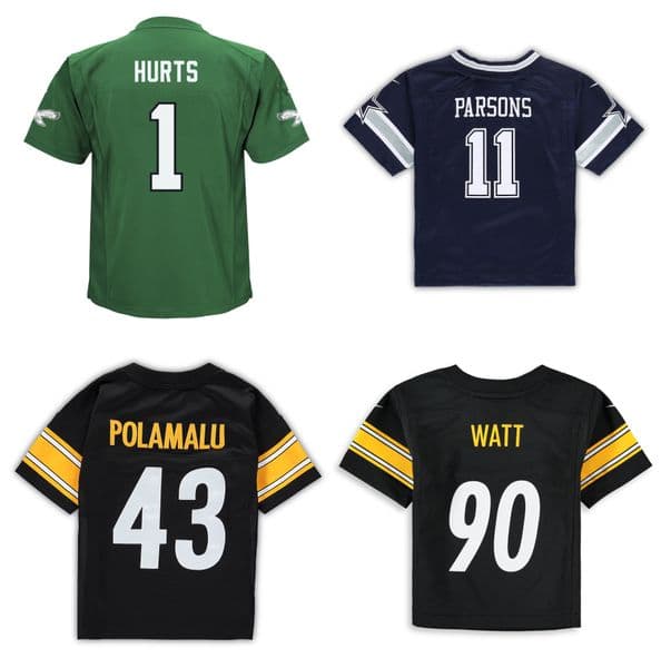 Toddler College Football Jersey Micah Parsons Trevon Diggs T.J. Watt Najee Harris Troy Polamalu Kenny Pickett Jason Kelce Jalen Hurts Prescott Green Black White