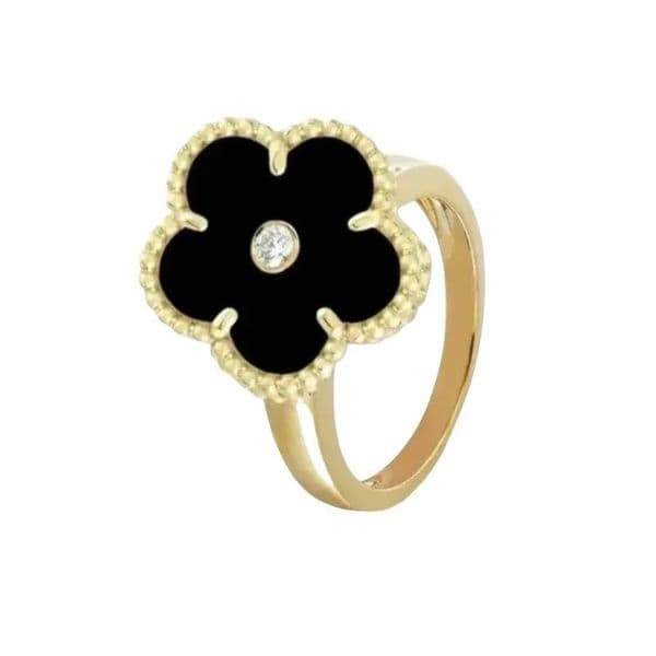 Jewelry wedding of stainless steel onyx material,clover for women made by a master craftsman designer ring
