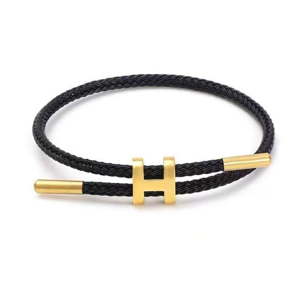 Designer Wire rope jewelry bracelet activity letter buckle adjustable stainless steel Plated with 14K gold waterproof sweat resistant bangles