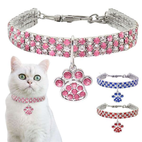Shiny Zircon Pet Dog Neck Collars Durable Alloy Extended Chain for Small Medium Pets Pink Party Gifts Dogs Cat Necklace