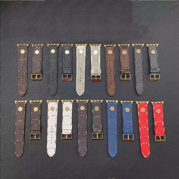 designer Apple Watch Bands 44 49 45 42 40 41 mm 38mm Luxury Leather Watch Straps for iWatch Rivet Gold Hardware 7 6 se 8 9 ultra Replaceable watch strap