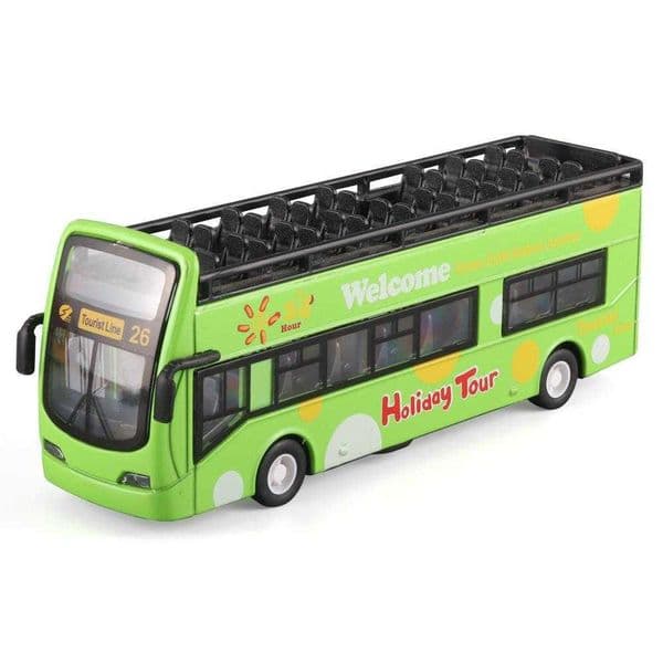 Toy light music Huili alloy sightseeing bus double deck bus model X2411292
