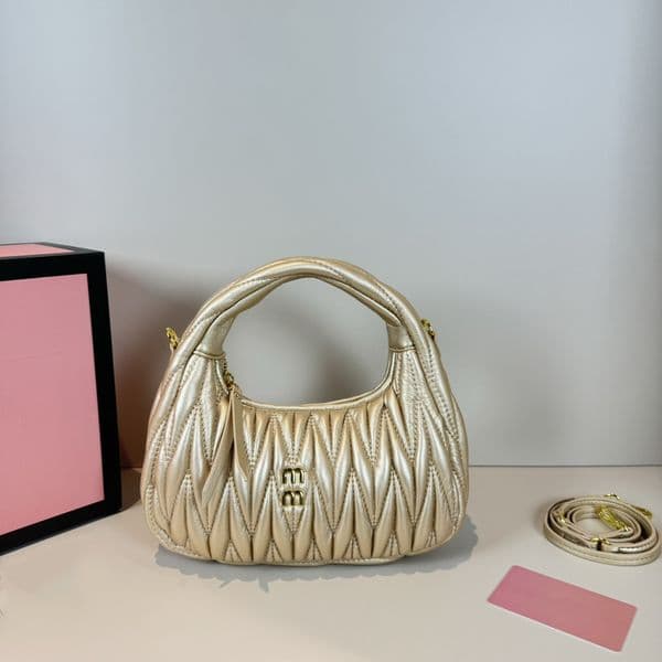 Fashion Designer Shoulder Bowling Bag Metallic Hobo Bags Purse Luxury Bag Wrinkled PU Leather 27114