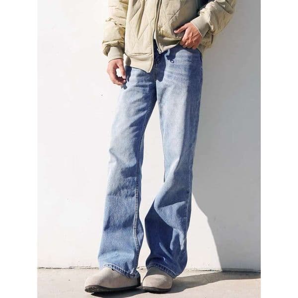 Men's Jeans DRKK Italian High Ounce Handmade Damaged Micro Elastic Denim Water Wash Ice Blue Loose Micro La Straight leg Jeans Pants