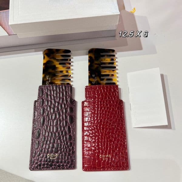 Designer Combs with Dust Storage Bag Letters Pattern Comb Leather Case Set