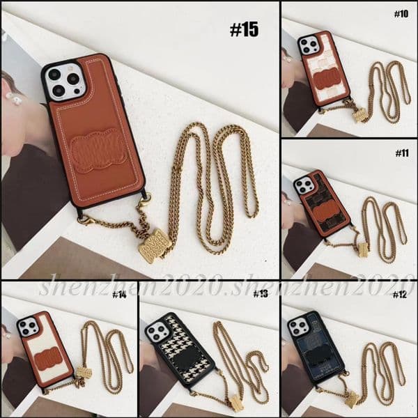 Brand Fashion Classic Phone Case Back Cover Case with Hanging Rope Gift for I P Phones 12 13 14 15 plus pro max