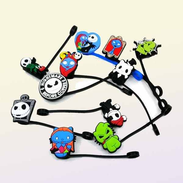 Custom Before Christmas silicone straw toppers accessories cover charms Reusable Splash Proof drinking dust plug decorative 8mm st