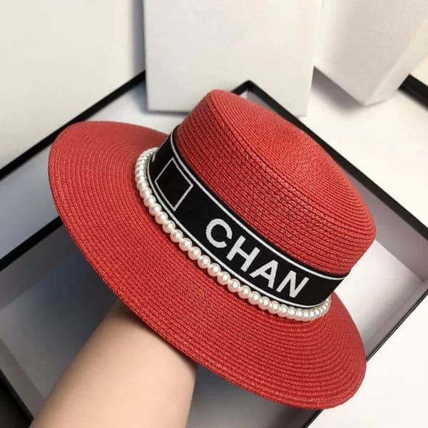 Ball Caps Wide Brim Hats 2024 Designer Straw Hat Brand Letter Cap Female Spring And Summer Versatile Pearl Letters Flat Top Japanese Large Sun