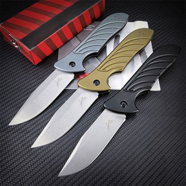 Newest KS 7600 Launch 5 Outdoor Folding Pocket Knife CPM-154 Stonewashed Blade Aluminum Handles Easy To Carry Camping Hunting Hiking Tools 9000 7500 1660 7550 7350