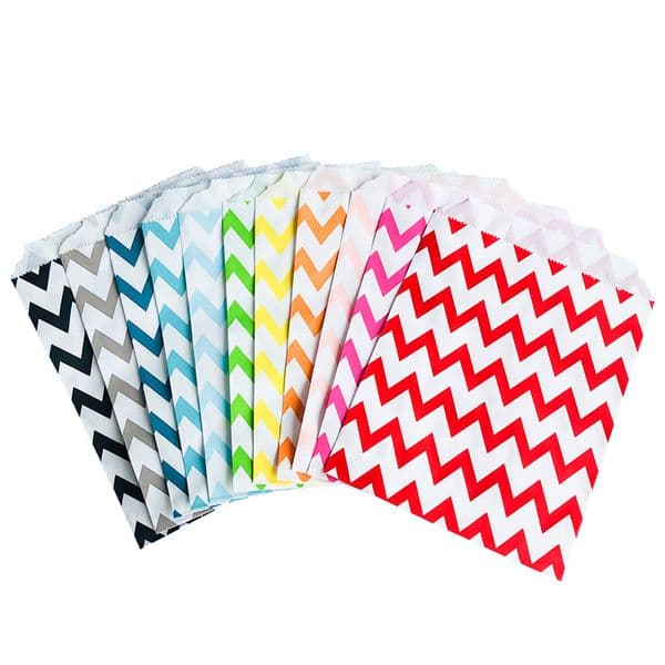 1000pcs 5x7 Inches Wave Striped Pattern Gift Paper Bags DIY Decoration Packaging Cute Holiday Wedding Christmas Favor Candy Treat Bags
