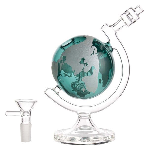 7.1 Inch Green Globe Shape Glass Bong With Quartz Bowl In Smoking Accessories For Hookahs H5568