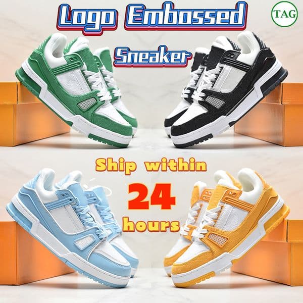 2024 Designer flat sneaker trainer casual shoes denim canvas leather white green red blue letter fashion platform lousily mens womens trainers sneakers 36-45