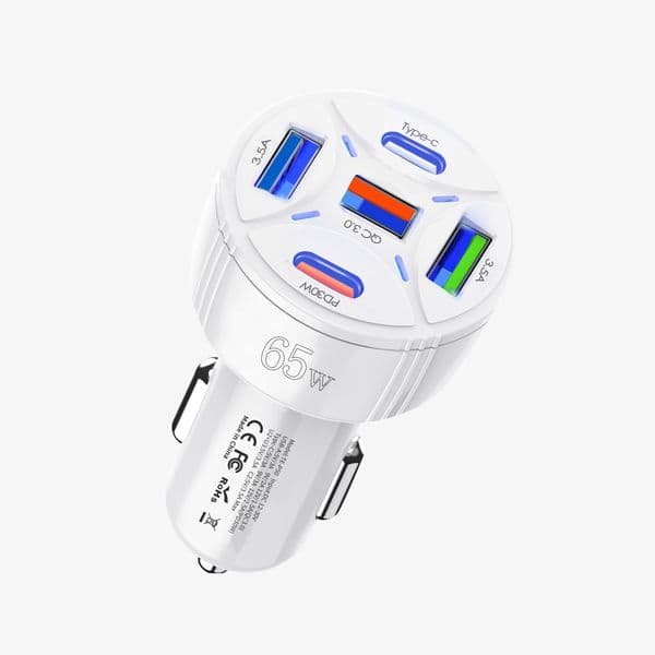 With box package 65w A+C Fast Car Charger Portable 5 Port USB+Type-C PD Charge Quick QC3.0 For iphone samsung xiaomi huawei Mobile Phone Chargers