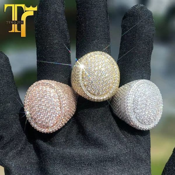 solid silver pass diamond tester hip hop iced out men vvs moissanite rings 925 sterling silver