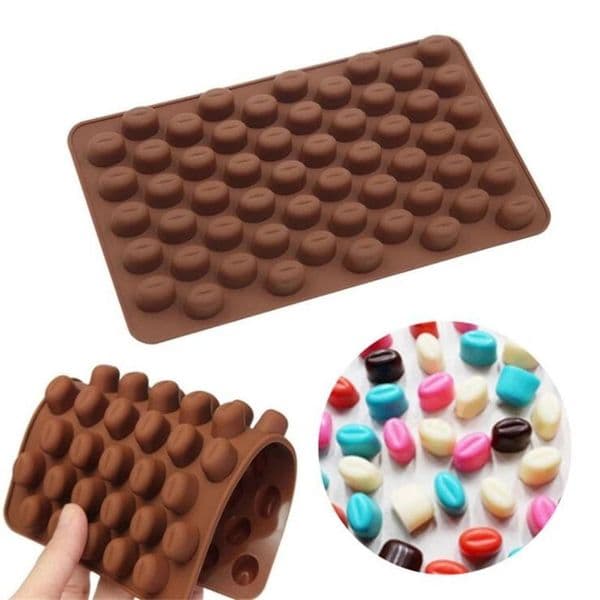 55 Holes Silicone 3D Coffee Bean Chocolate Mold Non-Stick Fondant Cake Decor Kitchen Baking Mould
