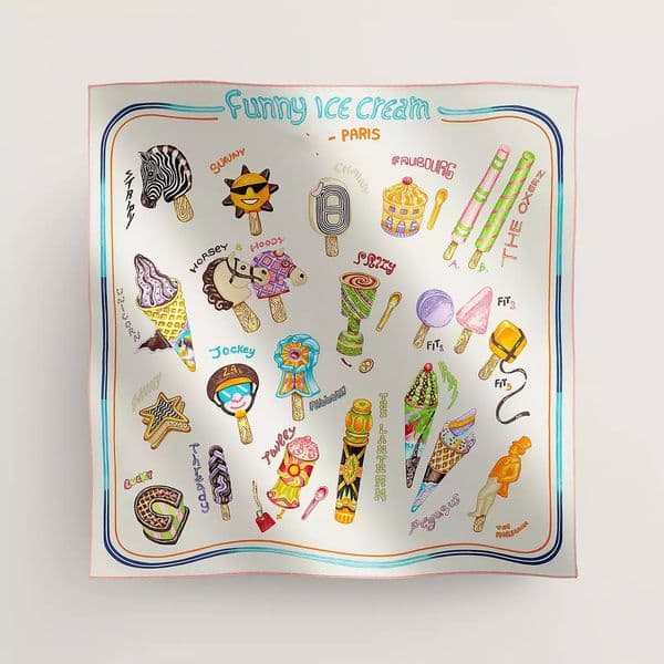 designer brand Fashion design Silk High quality square Women ring headband Monogram pattern Top Brand H letters Classic Luxury funny ice cream scarf