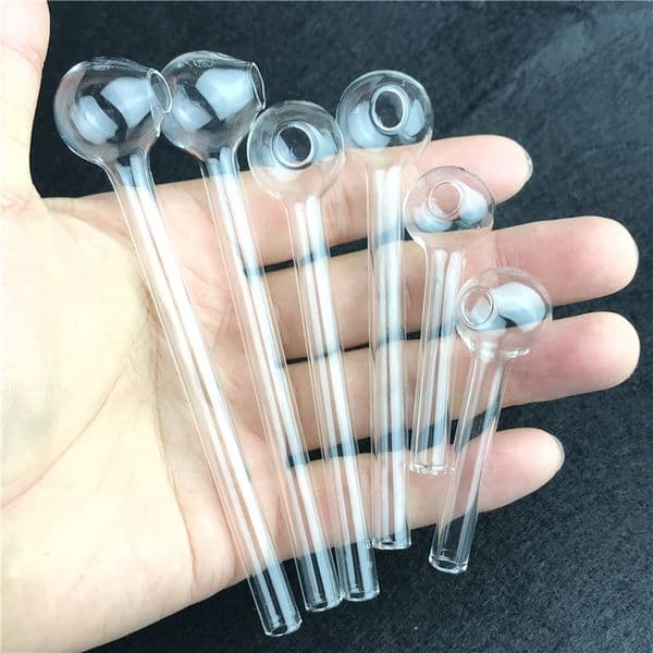 4 Inch 6 Inches Clear Pyrex Smoking Pipe Glass Oil Burner Pipes Mini Small Spoon Pipe Tobacco Straight Tube Handpipe Smoked Accessories