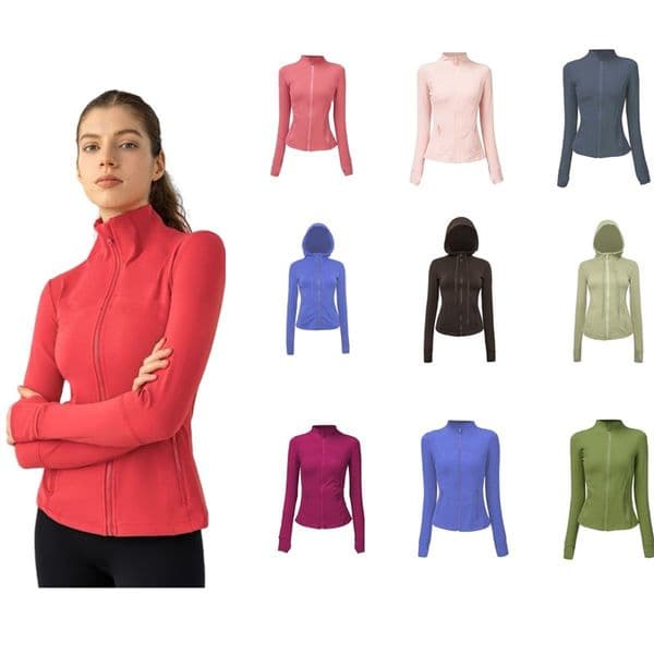 new women yoga jacket slim tracksuit workout top female training jackets zipper long sleeve breathable quick yoga running sport coat jogging sportswear 26 colors