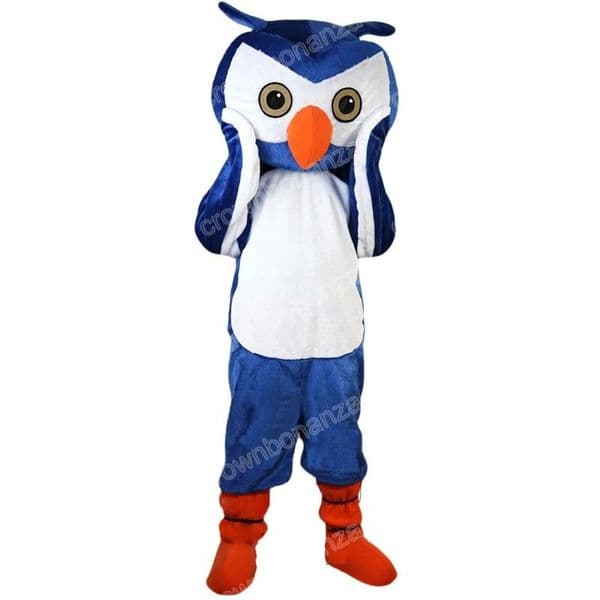 High Quality Cute Blue Owl Mascot Costumes Halloween Cartoon Character Outfit Suit Xmas Outdoor Party Festival Dress Promotional Advertising Clothings