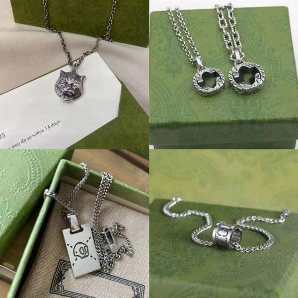 High Quality necklace sier chain mens womens double ring Pendant skull tiger designer necklaces fashion gift jewelry A677