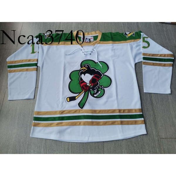 N374 Hockey jerseys Physical photos Wilkes Barre Scranton Penguins St. Patricks Day 15 Josh Archibald Men Youth Women High School Size S-6X